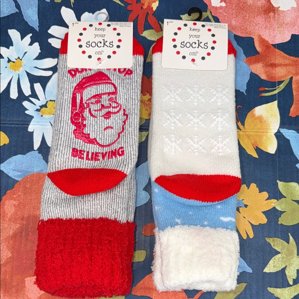 Festive Women's Socks Set - Red, White, and Gray